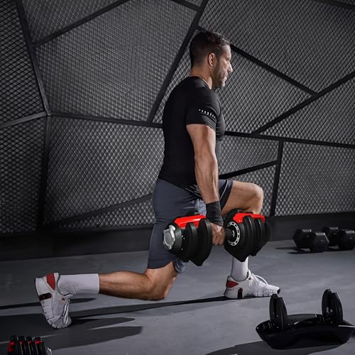 Yaheetech Adjustable Dumbbell Set 28/40/52.5/90LBS Adjustable Dumbbells Fast Adjust Dumbbell Weight Set with Anti-Slip Handle and Tray for Men/Women Home Gym Strength Training Equipment Single/Pair