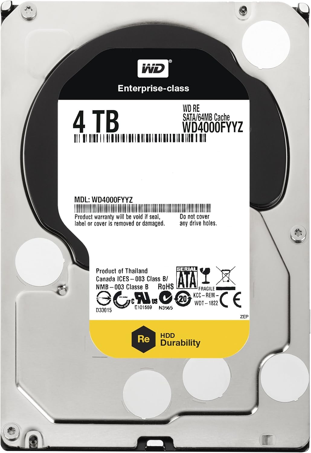 WD 4TB 3.5 Inch SATA III, 7200 RPM, 64 MB Cache Enterprise Hard Drive (WD4000FYYZ) (Renewed)