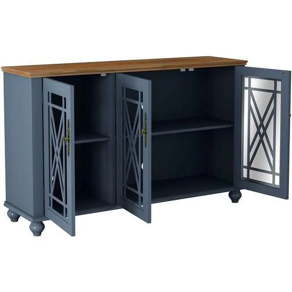 Vintage Wood Kitchen Accent Buffet Sideboard Cabinet - Navy