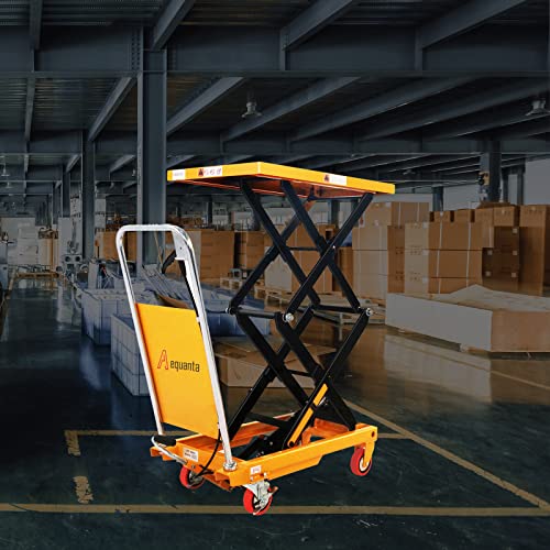 Double Scissor Hydraulic Mobile Lift Table Multi-Function Platform Cart 59" Lifting Height 1760lbs Capacity Suitable for Handling Work