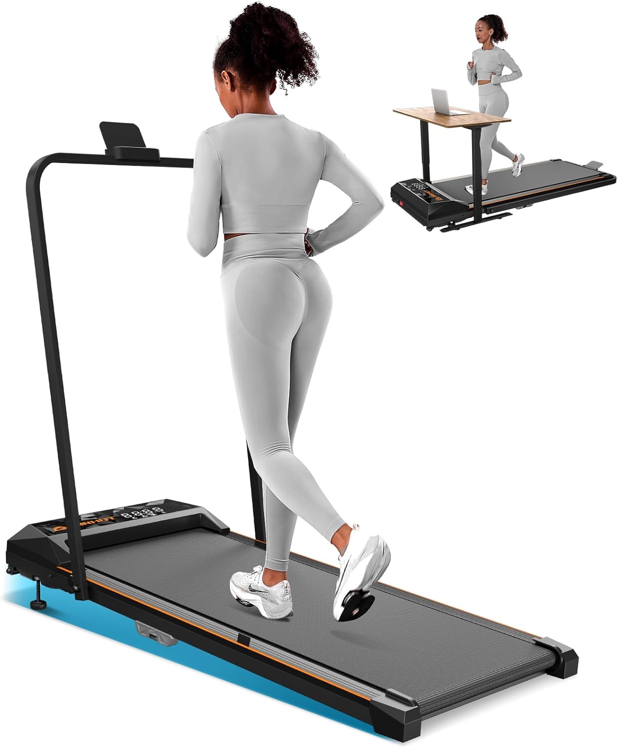 Walking Pad Treadmill with Incline, Under Desk Treadmill for Home Office, 4 in 1 Portable Folding Treadmills, 265lbs Capacity 2.5HP Low-Noise Walking Pad for Walking Jogging Running