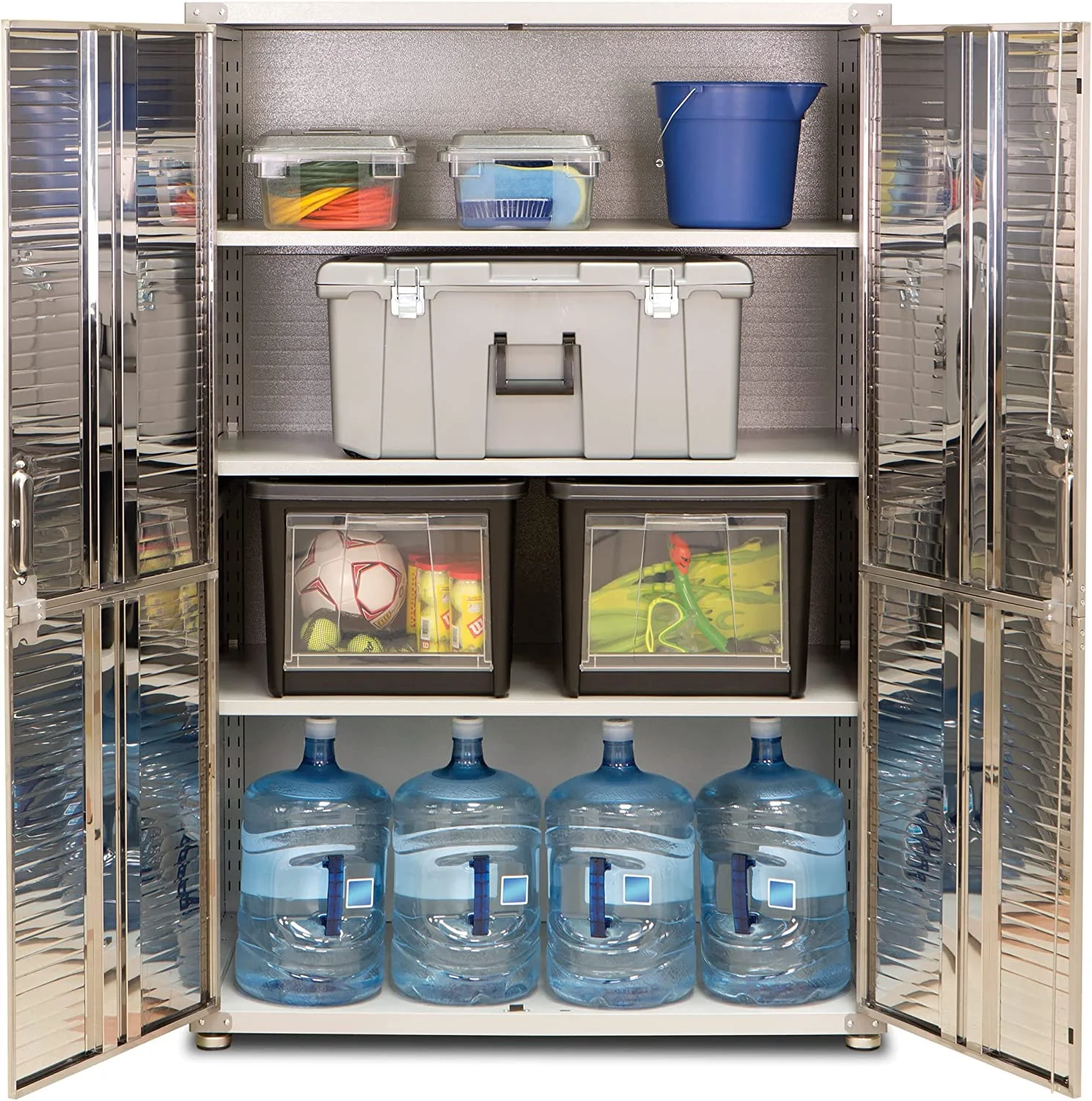 Seville Classics UltraHD Mega Steel Storage Cabinet, 48" W x 24" D x 72" H, Granite