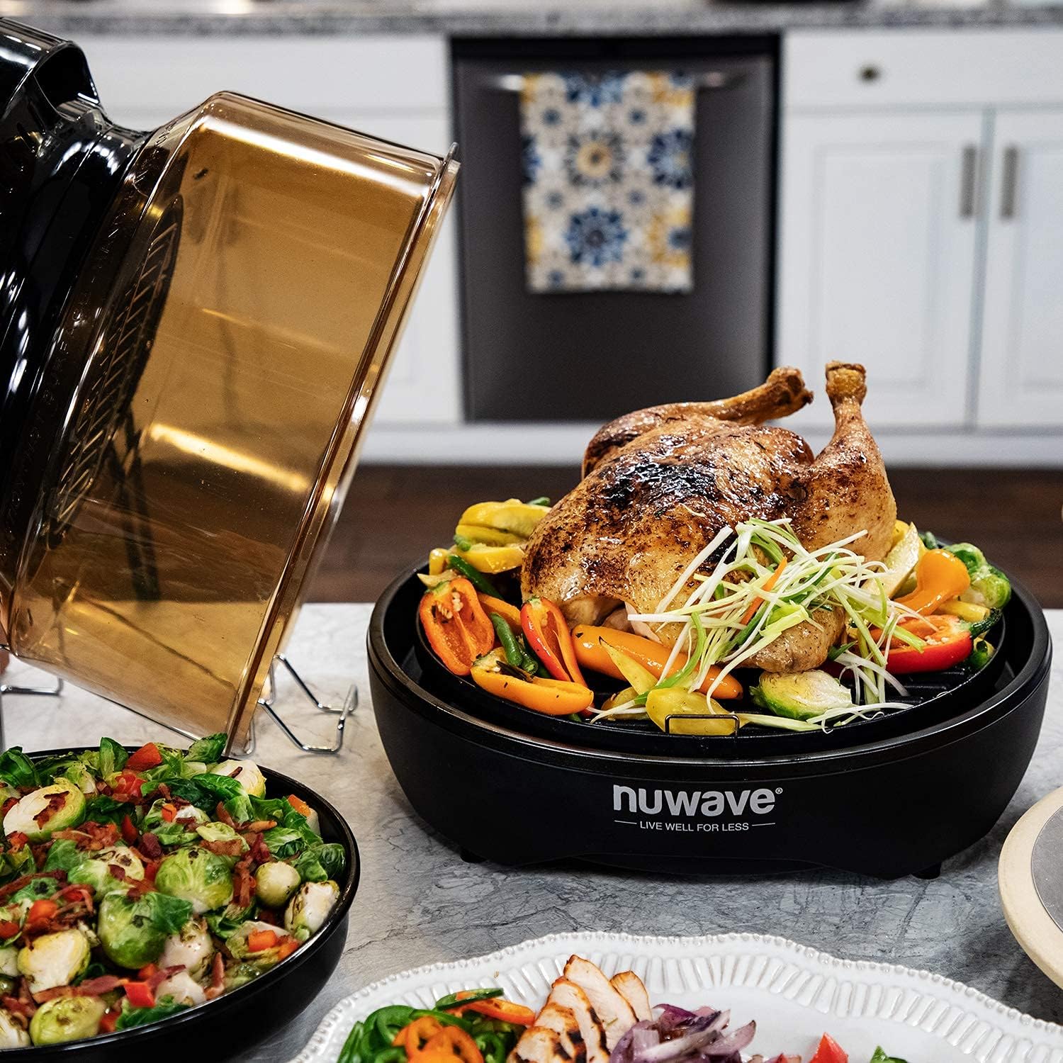 Nuwave Primo Grill Oven, Countertop Toaster Oven Convection Top & Grill Bottom for Surround Cooking, Cook Frozen or Fresh, Smart Thermometer