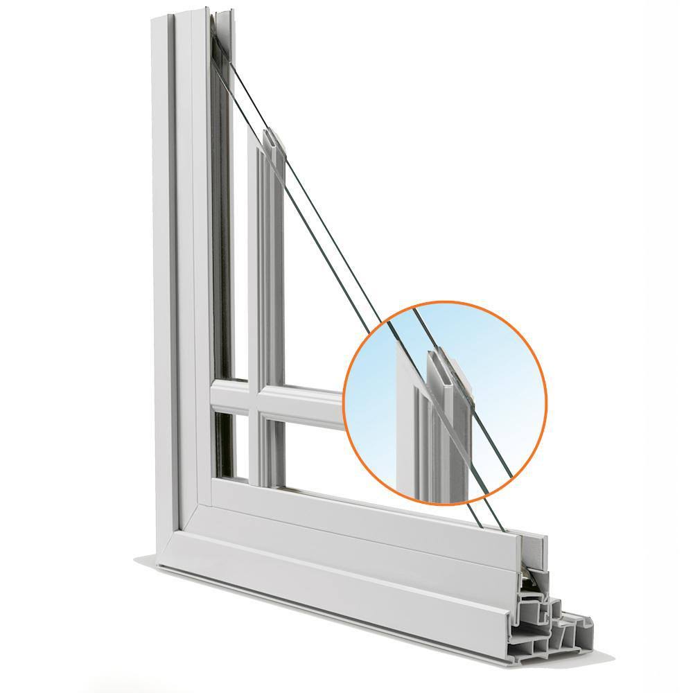 JELD-WEN 30 in. x 48 in. V-4500 Series White Single-Hung Vinyl Window with 6-Lite Colonial Grids/Grilles