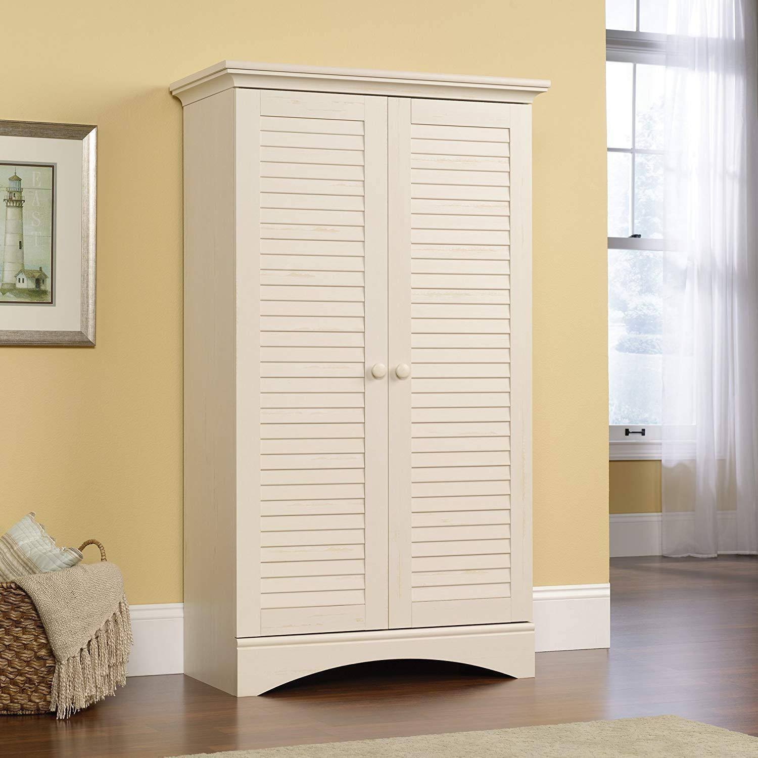 Sauder Harbor View Storage Cabinet, Antiqued White