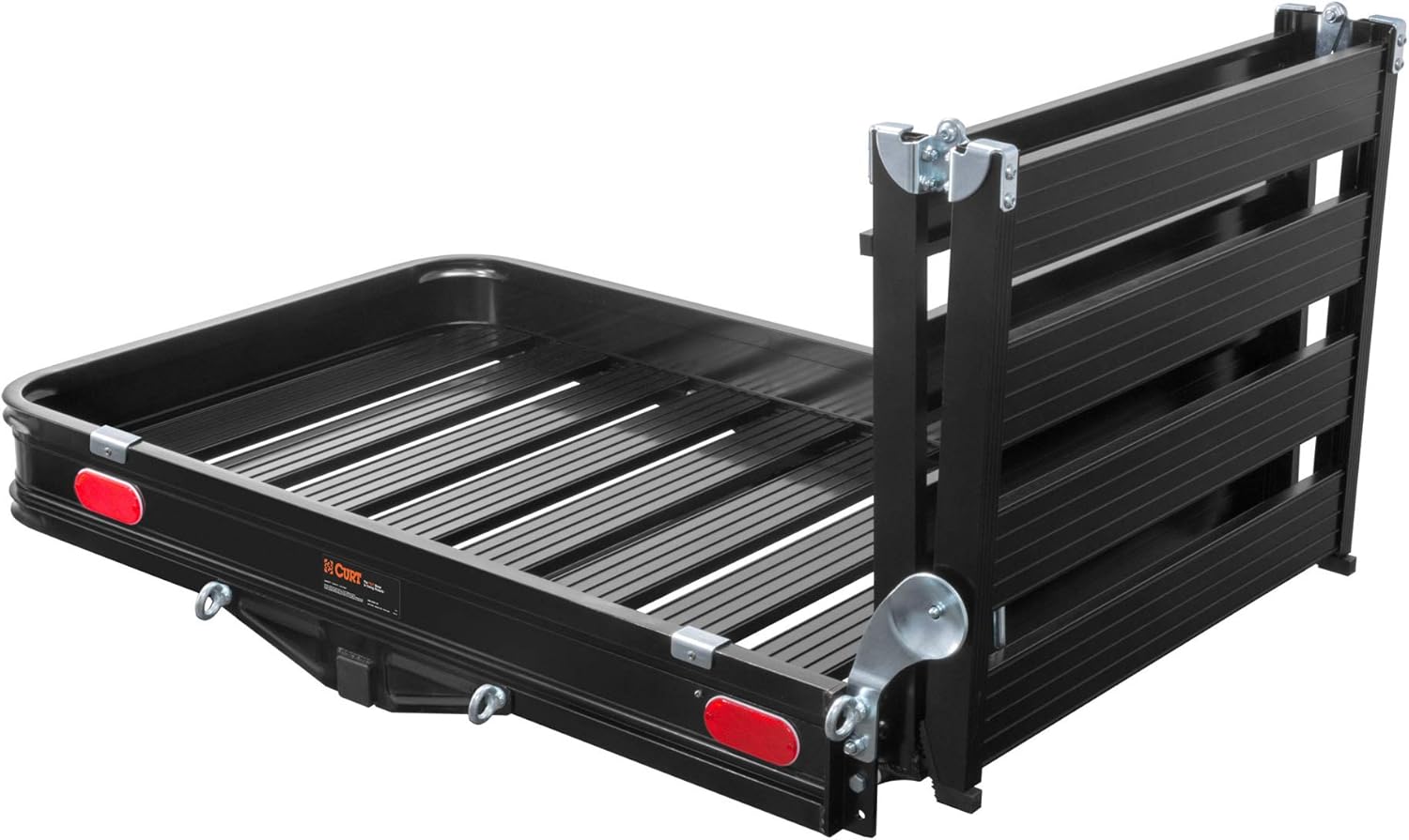 CURT 18112 50 x 30-1/2-Inch Black Aluminum Hitch Cargo Carrier with Ramp, 2-in Folding Shank