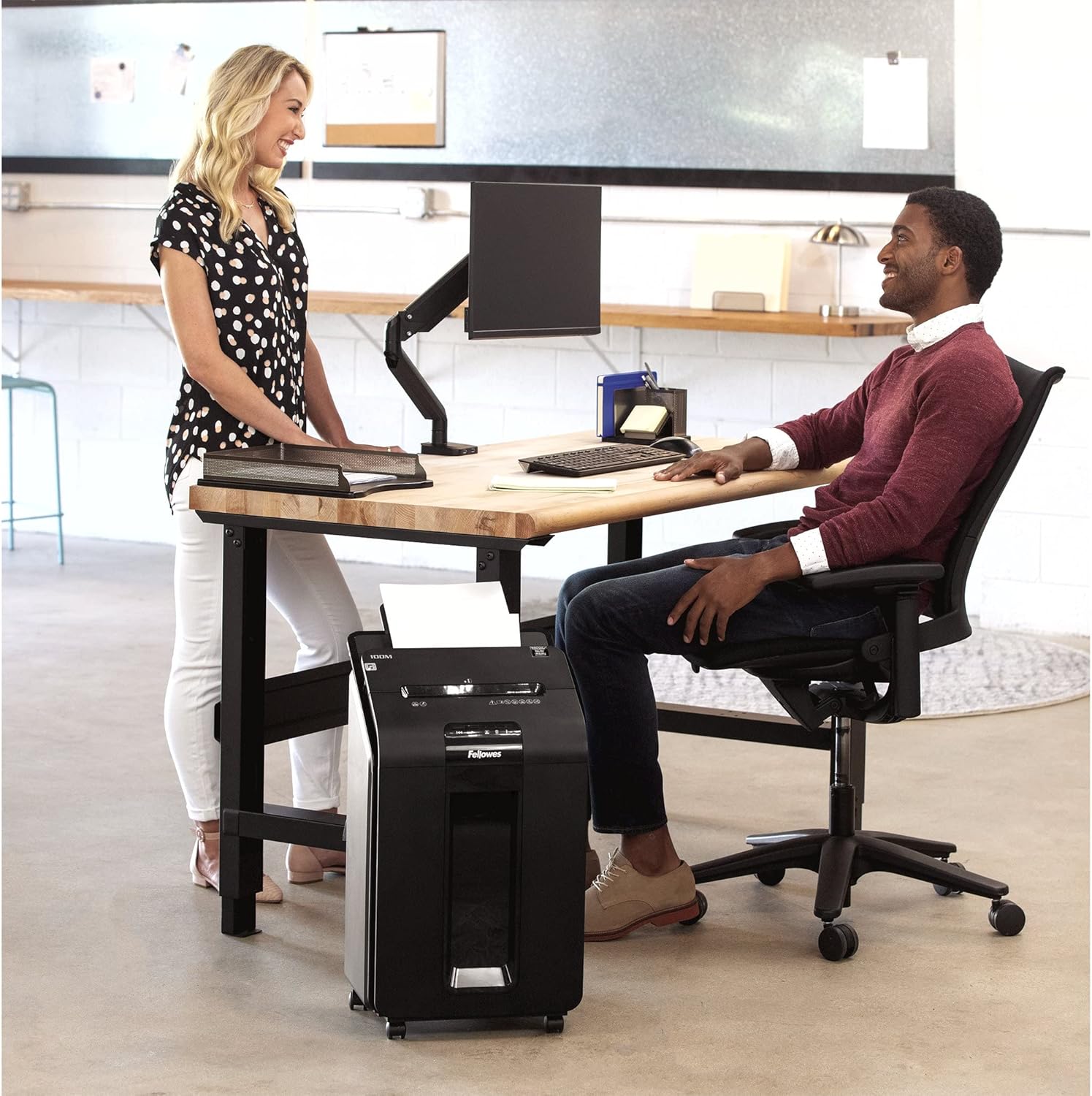 Fellowes AutoMax 100M Auto Feed Shredder, Black, 26.4" x 15.4" x 14.6"