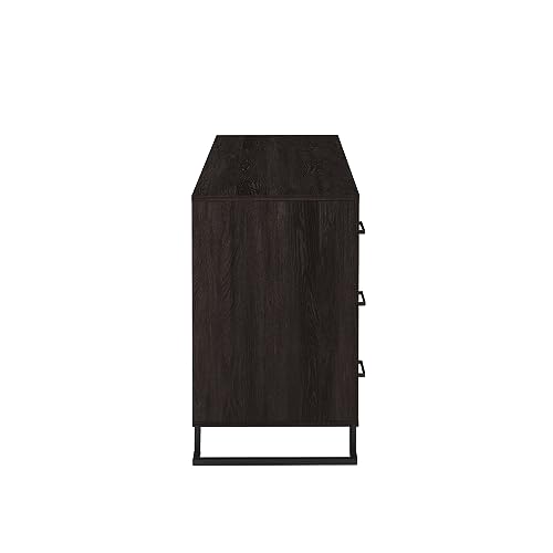 Walker Edison Togo Contemporary Metal and Wood 6-Drawer Dresser, 56 Inch, Coastal Oak