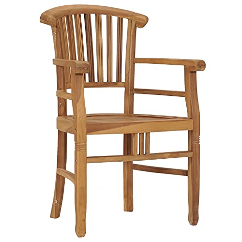 Patio Chairs 2 pcs Solid Teak Wood,Teak Wood Garden Dining Chairs with Backrest and Armrest for Patio and Dining Room Outdoor Seating Furniture