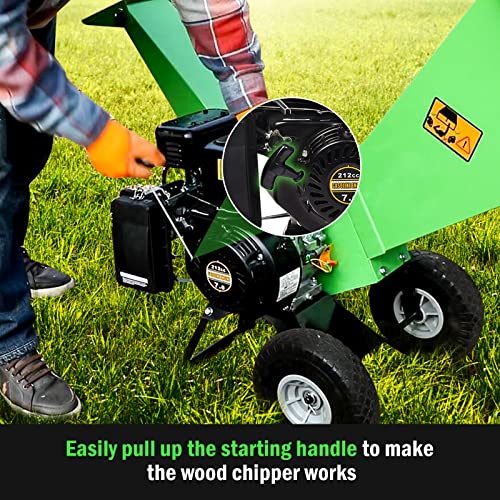 R30 Wood Chipper 7HP Gas Powered, 3" Inch Max Cutting Diameter, All Steel Construction, Heavy Duty Shredder Mulcher 15: 1 Reduction