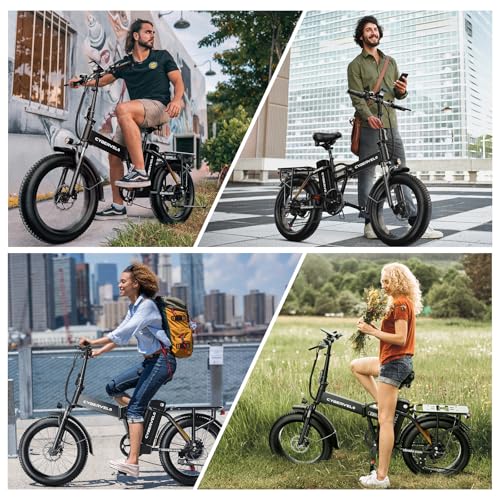 1000W Folding Electric Bike, 48V 20.8AH Large Removable Battery E-Bike, 30+MPH, 80 Miles Max Range, 20" Fat Tire Electric Bike for Adults, Adult Electric Bicycles for Commute