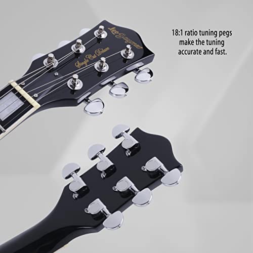 Leo Jaymz 24.75" Single Cut Curved Top Electric Guitar - with Cool Skull Graphic Design on Top (Skull)