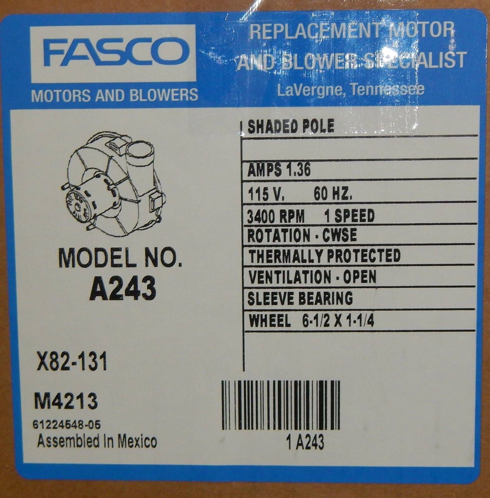 Fasco A243 Furnace Draft Inducer Motor for Rheem 7021-7790 70-22436-02
