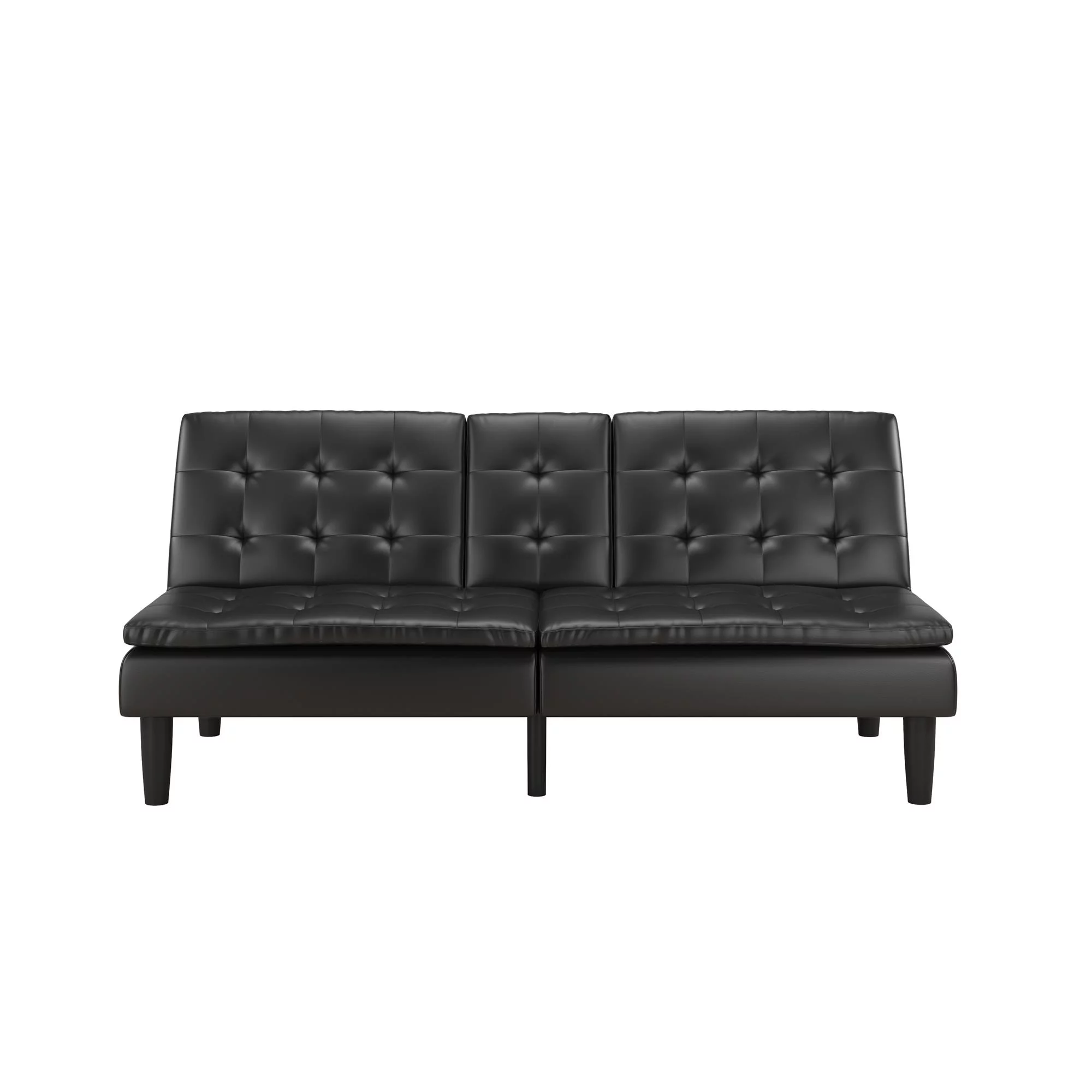Mainstays Memory Foam Futon with Cupholder and USB, Black Faux Leather