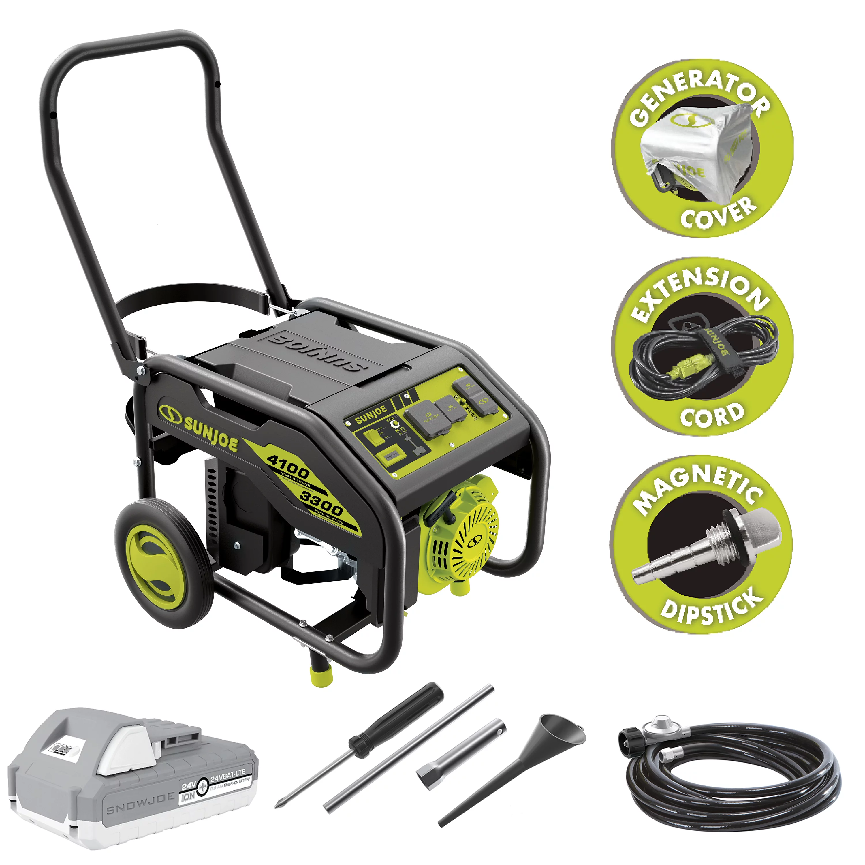 Power Joe 4100-Watt/3300-Watt Portable Propane Generator W/ Cover, 2.0-Ah Battery & Charger