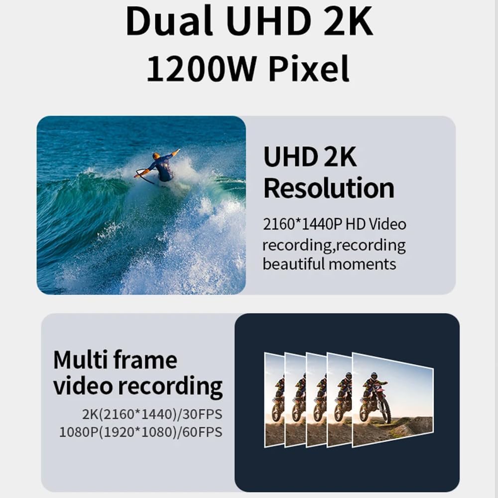 Motorcycle 2k Camera Motorcycle Dash Cam with Front & Rear 2K Camera Video Recorder Dashcam 1440P Motorcycle Helmet Camera with Wireless Controller WiFi Motor Bike DVR Dash Cam Night Vision