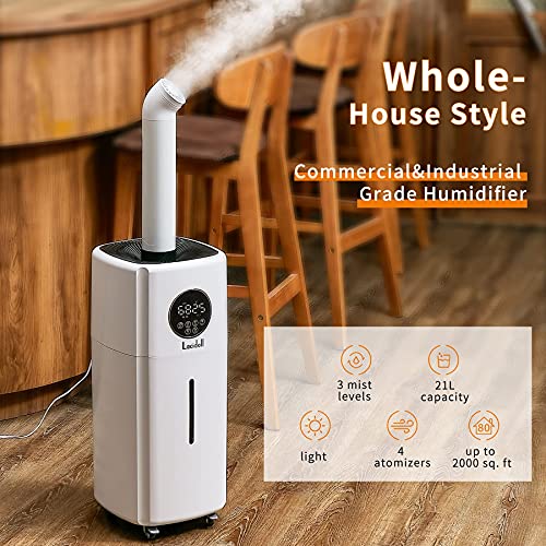 LACIDOLL Humidifiers for Home Large Room Wholehouse Humidifier 3000 sq. ft 5.5 Gal 21L Floor Humidifier 360° Nozzles Cool Mist Ultrasonic Humidifier Output Top Fill Tower Humidifier for Home Office