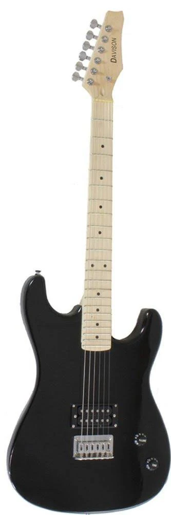 Davison Guitars Full Size Black Electric Guitar with Amp, Case and Accessories Pack Beginner Starter Package