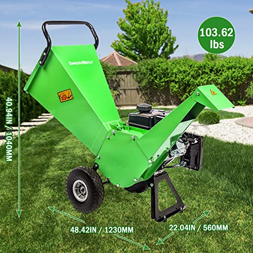 R30 Wood Chipper 7HP Gas Powered, 3" Inch Max Cutting Diameter, All Steel Construction, Heavy Duty Shredder Mulcher 15: 1 Reduction