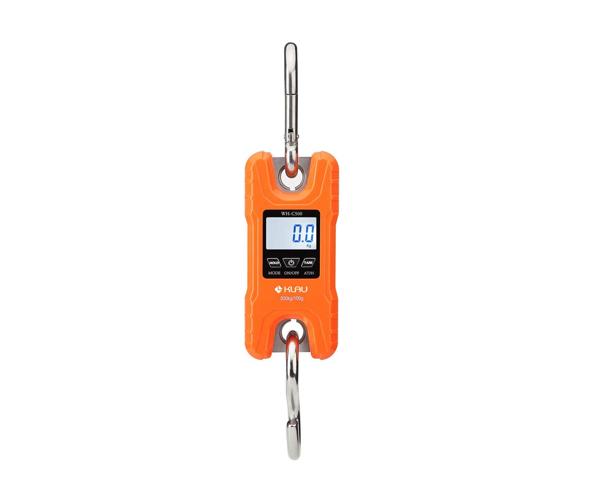 Mini Crane Scale,Klau Portable 500 kg / 1000 lb Heavy Duty Digital Hanging Scales LCD Display with Backlight for Home Farm Market Fishing Hunting Black Pack of 2