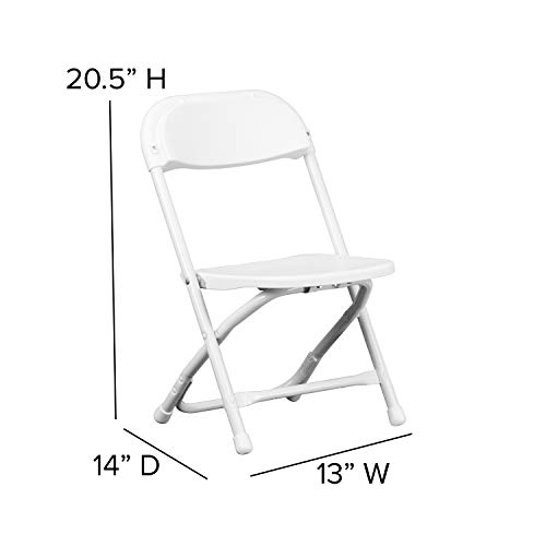 Flash Furniture Timmy Kids Plastic Folding Chairs for Grades Pre-K through Kindergarten, Children's Folding Chairs for Daycare and Events, Set of 10, White