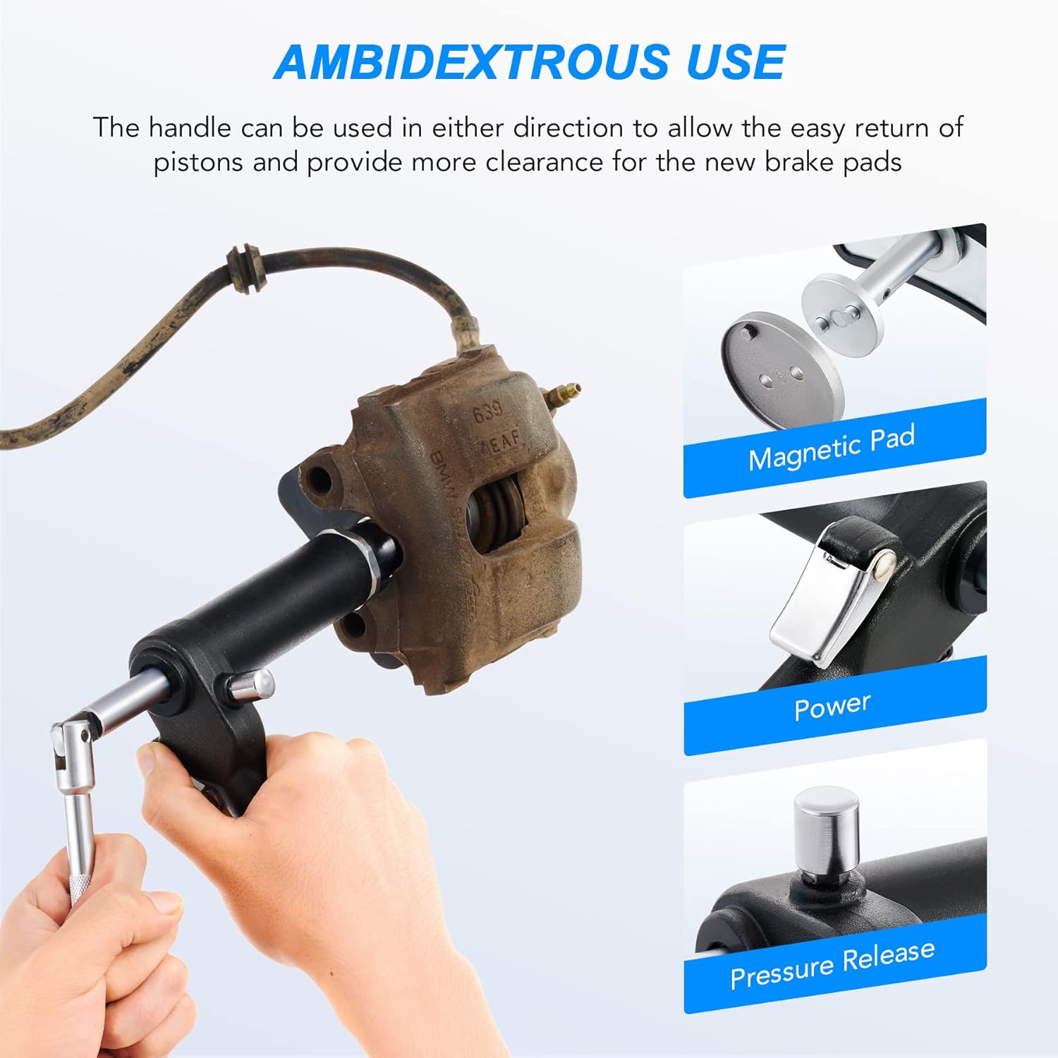 Orion Motor Tech 23pc Brake Caliper Compression Tool, Pneumatic Brake Caliper Tool with 22 Disc Adapters and 2 Caliper Hangers, Brake Piston Compressor Tool for Mechanics