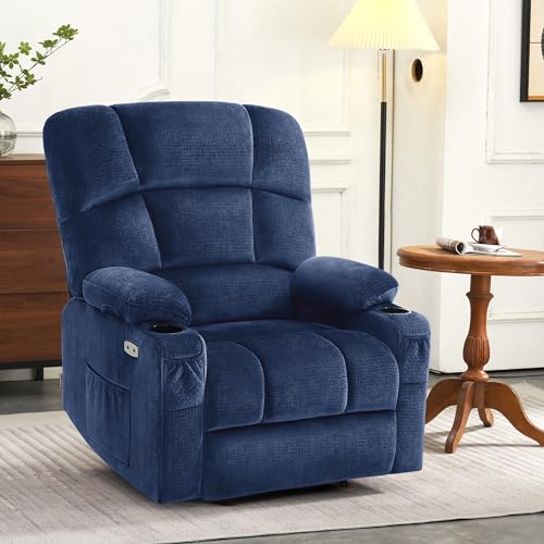 MCombo Large Dual Motor Power Lift Recliner Chair for Elderly, Massage and Heat, Lay Flat, Zero Gravity, Home Button, USB Port, Fabric 7680 (Large, Beige)