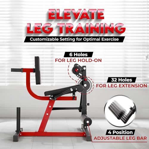 Yes4All Leg Extension and Curl Machine, Adjustable Leg Machine with Plate Loaded, Leg Extension and Curl Bench for Home Gym