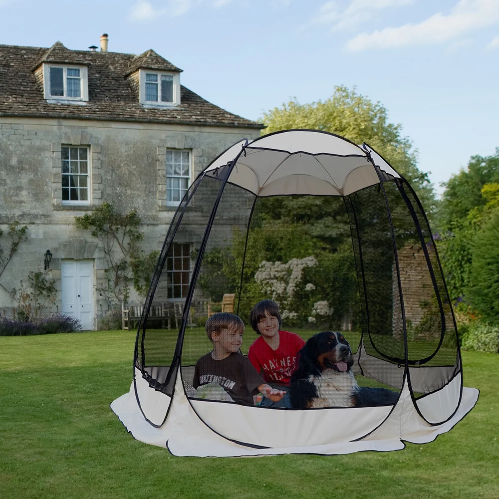 BIGTREE Screen House Room Outdoor 6 Black Mesh Screen Wall Camping Tent 10’ x 10’  Pop up Dome Zipper Textile Canopy for Patios