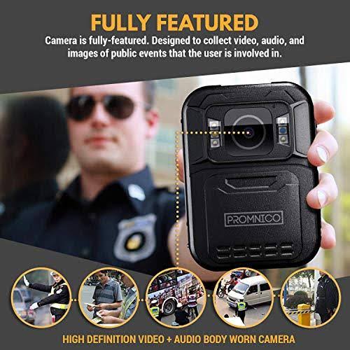 Promnico Police Body Camera for Law Enforcement Wearable Video + Audio Body Camera with Night Vision for Security Guards, Police