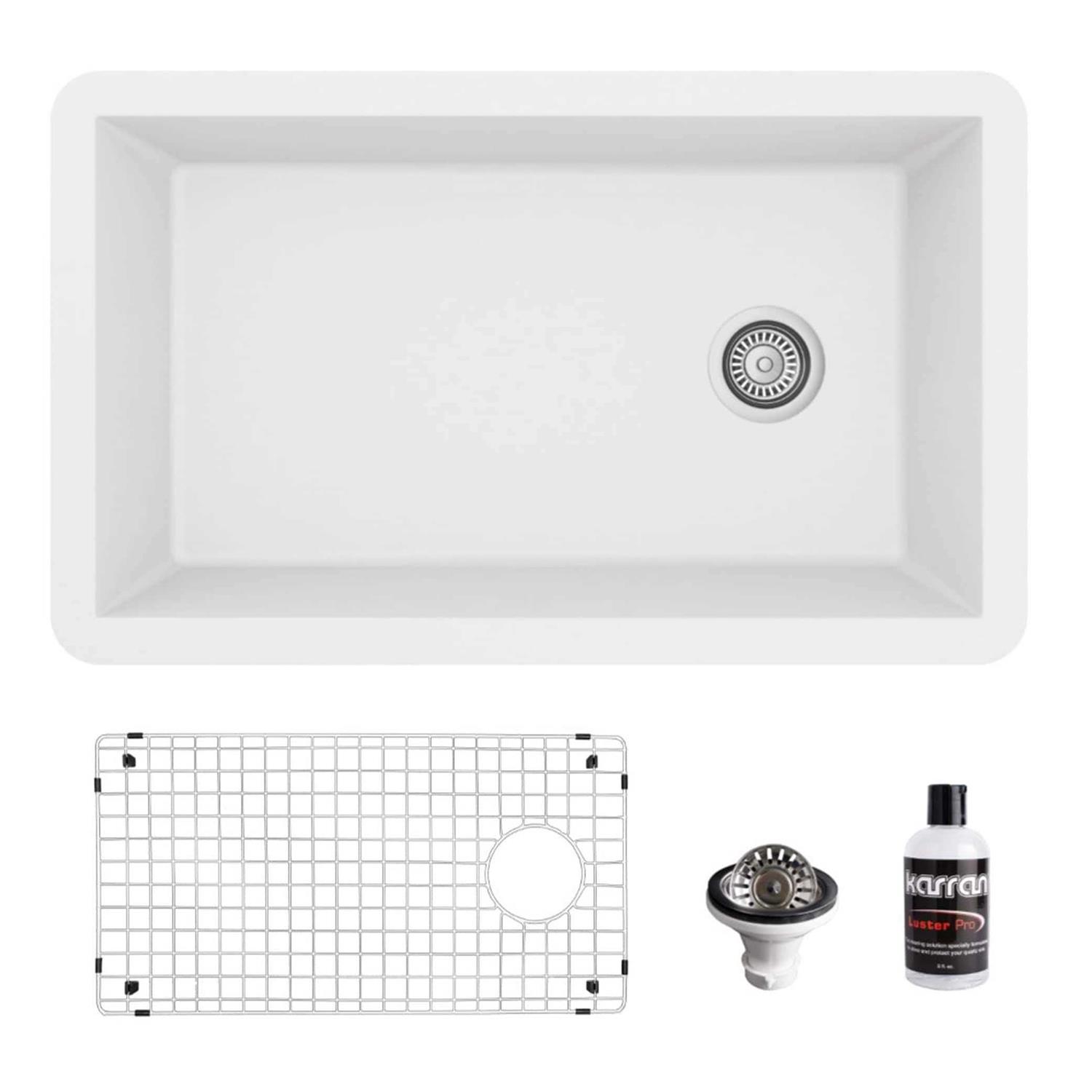 Karran QU-670 Quartz/Granite 32 in. Single Bowl Undermount Kitchen Sink