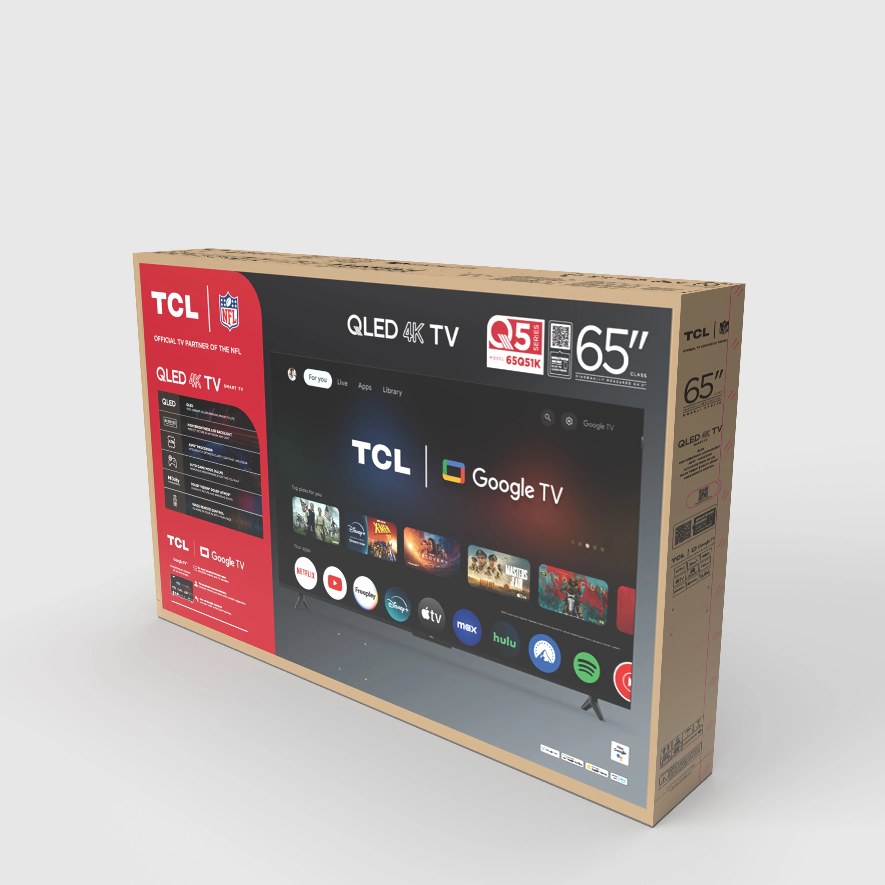 TCL 65" Q Series QLED 4K UHD HDR Smart Google TV (NEW 2025) - Dolby Vision, Dolby Atmos, Motion Rate 120, HDR 10+, Auto Game Mode - 65Q51K