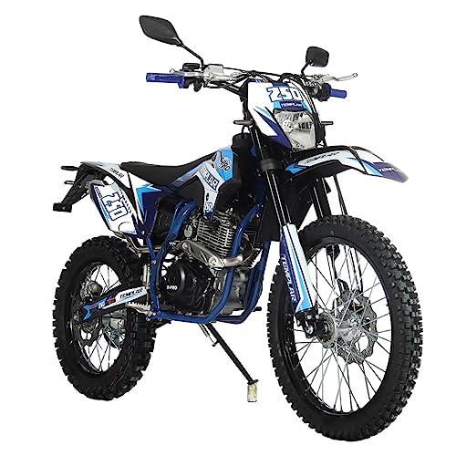 X-PRO Templar 250cc Zongshen Brand Engine Dirt Bike with All Lights and 5-Speed Manual Transmission, Electric/Kick Start! Big 21"/18" Wheels! (Blue, Factory Package)