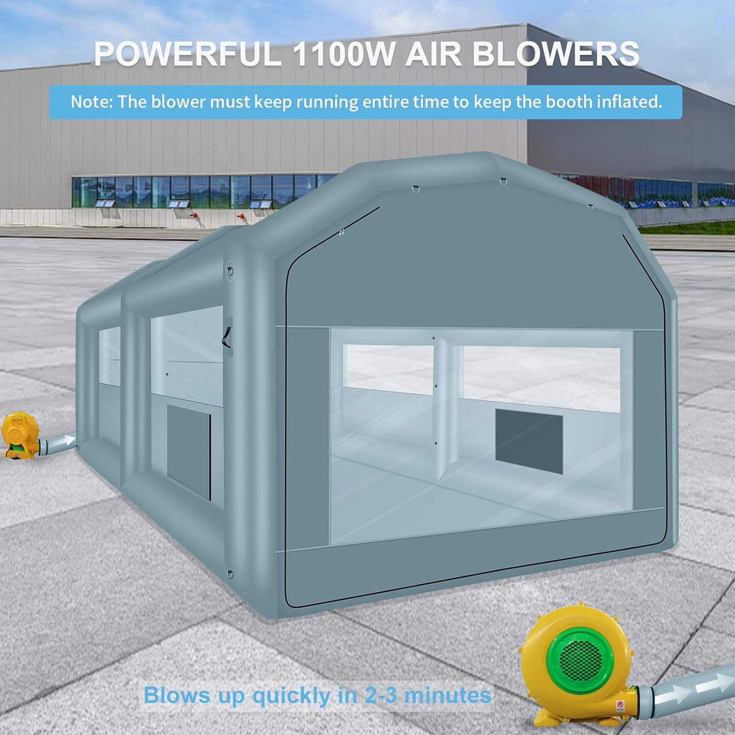 XHYCPY Inflatable Paint Booth 20 x 13.5 x 9.7ft Portable Inflatable Spray Booth Tent with 1100W Blower for DIY Spray Car Parts Painting