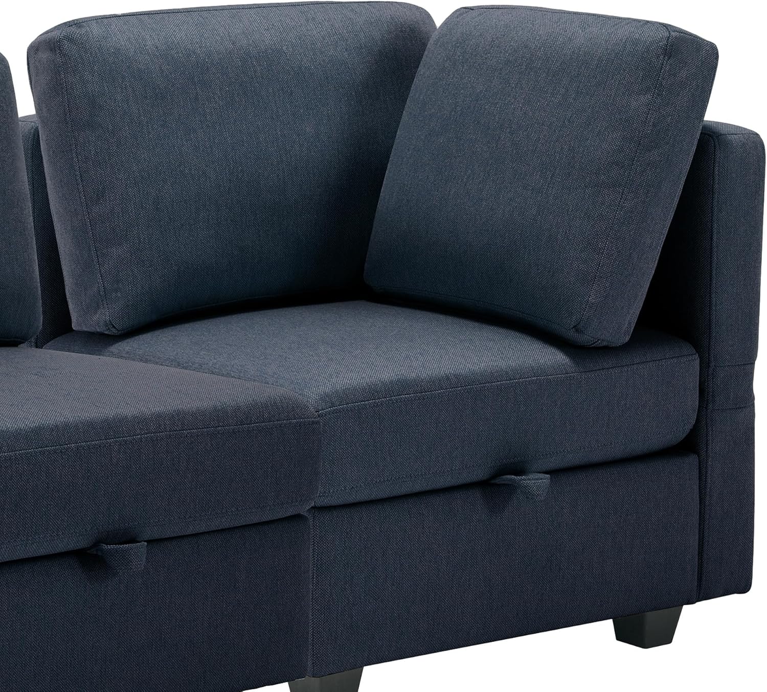 Space Saving Small Sectional Sofa with Ottoman, 2 Seater Sofa with 1 Ottoman, All Seats and Ottomans with Storage Function - Blue
