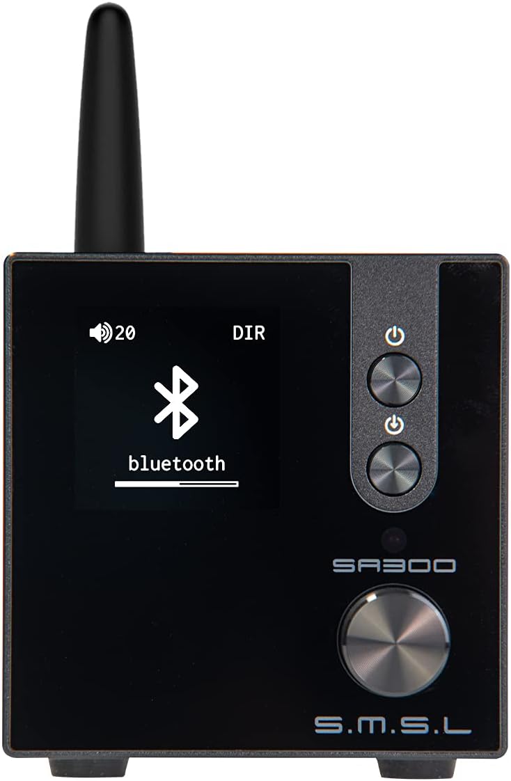 S.M.S.L SA300 HiFi Digital Amplifier, Infineon's MA12070 Chip Class D Power Amp, RCA USB Bluetooth 5.0 APTX Input, Multiple EQ Modes with Remote Control (Black)