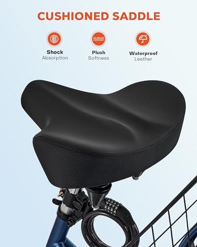 Viribus Adult Tricycle, Tricycle for Adults with Front Suspension and Removable Basket, 24 26 Inch 3 Wheel Bike for Adults 7 Speed Dual Chain, Adult Trike for Men Women Seniors, 400 lb.
