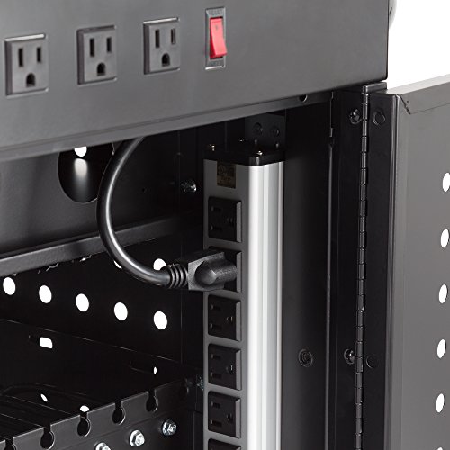 Learniture Structure Series 30-Device Mobile Charging Station for Laptops and Tablets, Lockable Charging Cart with Wheels for 30 Tablets/Chromebooks, Black