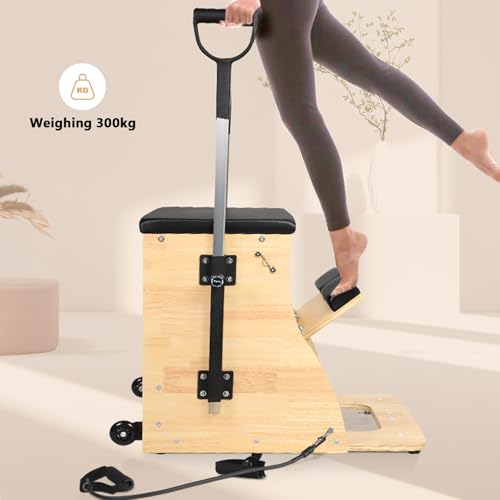 Pilates Chair, Split-Pedal Stability Combo Chair with Handles, Yoga Fitness Trainer, Pilates Reformer Machine, Pilates Equipment Perfect for Home Use & Gym Workout