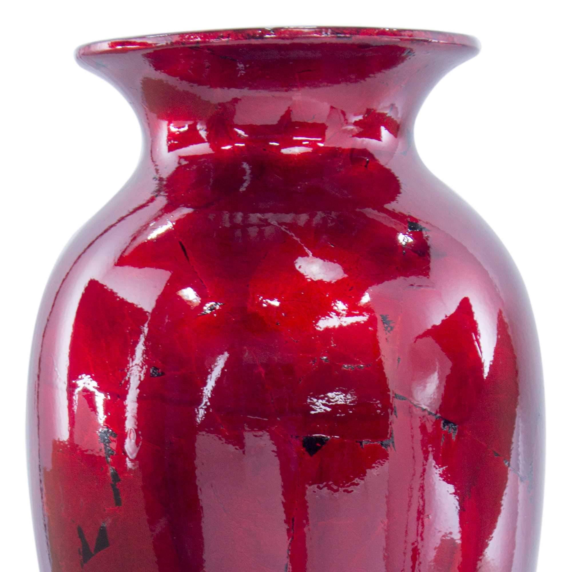 Red and Orange Ceramic Ombre Lacquered Ceramic Vase