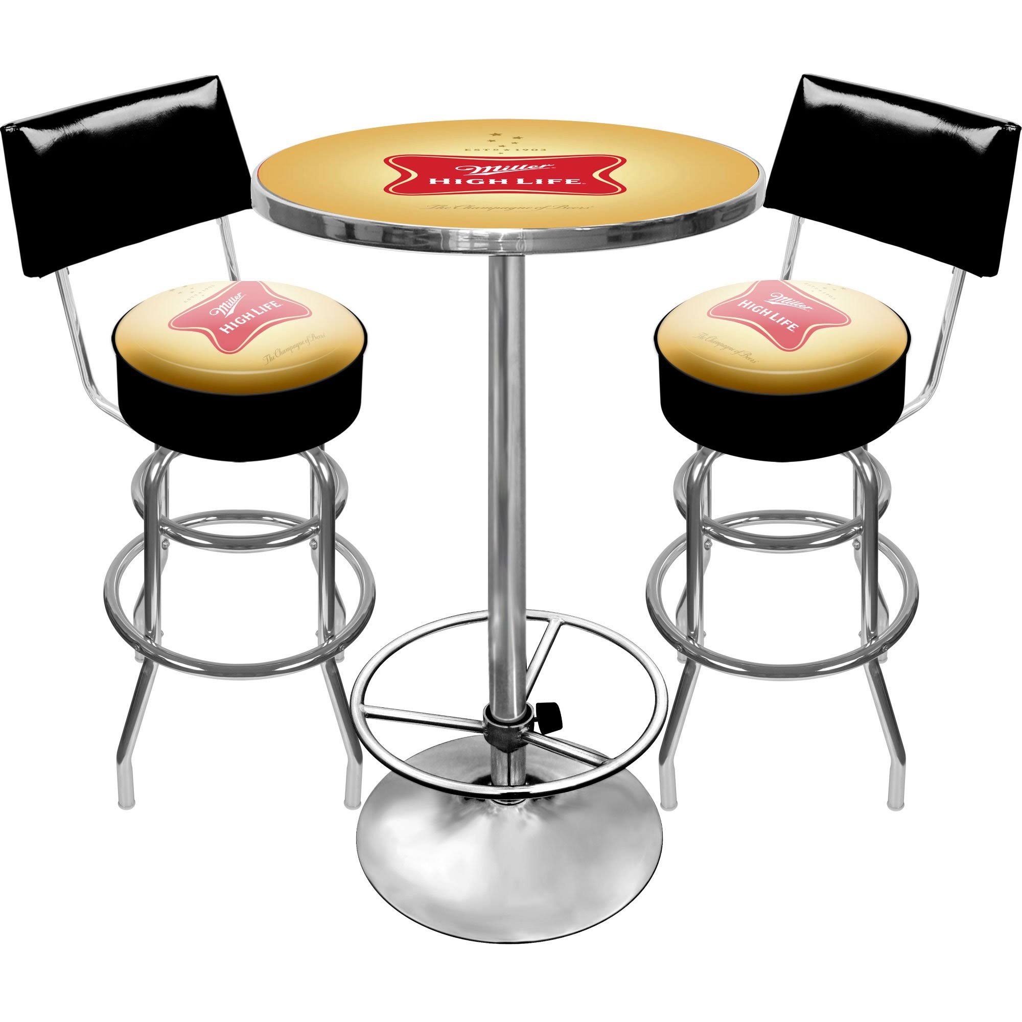 Trademark Poker MHL9900 Ultimate Miller High Life Pub Table and Stools with Back