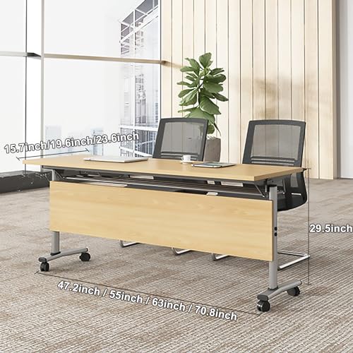 Conference Table 4 Pack - Modern Office Conference Room Table, Folding Conference Tables Training Table, Mobile Flip Top Meeting Table with Caster Wheels (A 70.8 x 23.6 x 29.5 inch)