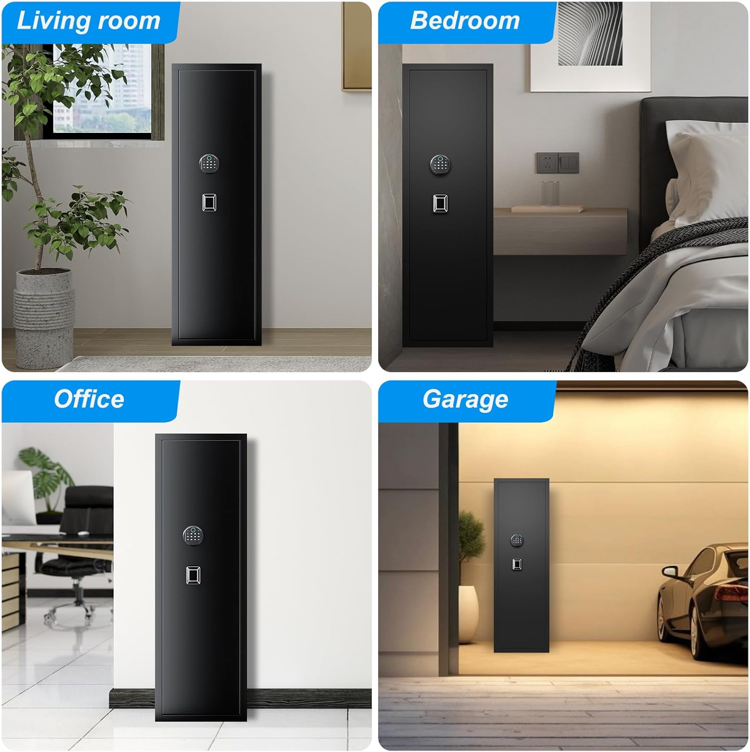 10-15 large Unassembled Gun Safe,Fingerprint Quick Access Gun Safes for Home Rifle and Pistols,Gun Safe&Cabinet with Removable Shelf and Pistol Bag, Rifle Safe with Dual Alarms & Silent Mode.