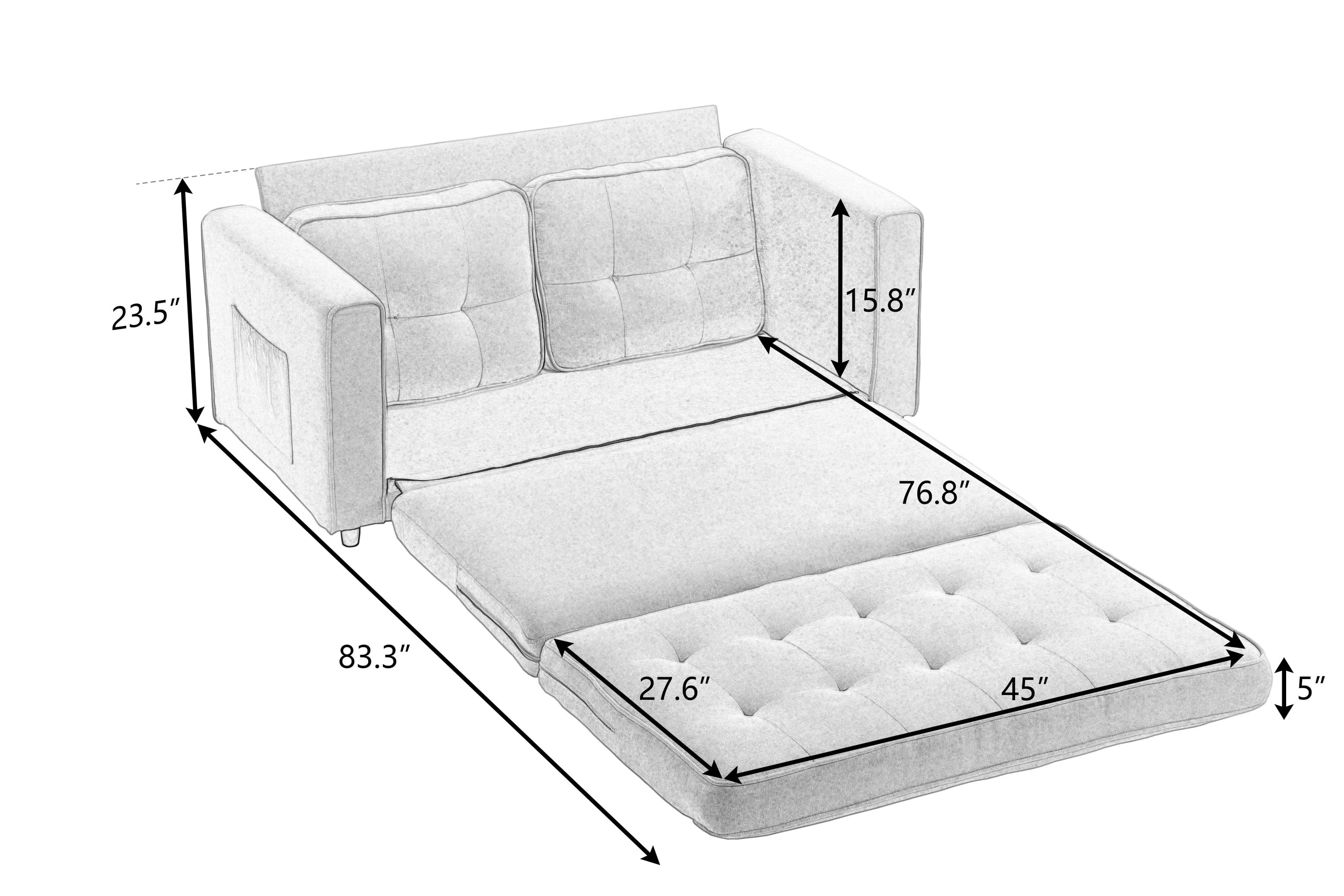 Convertible 3 Fold Sofa Loveseat Bed Sleeper for Living Room Space Saving Couch Velvet Linen Fabric - Comfortable & Innovative