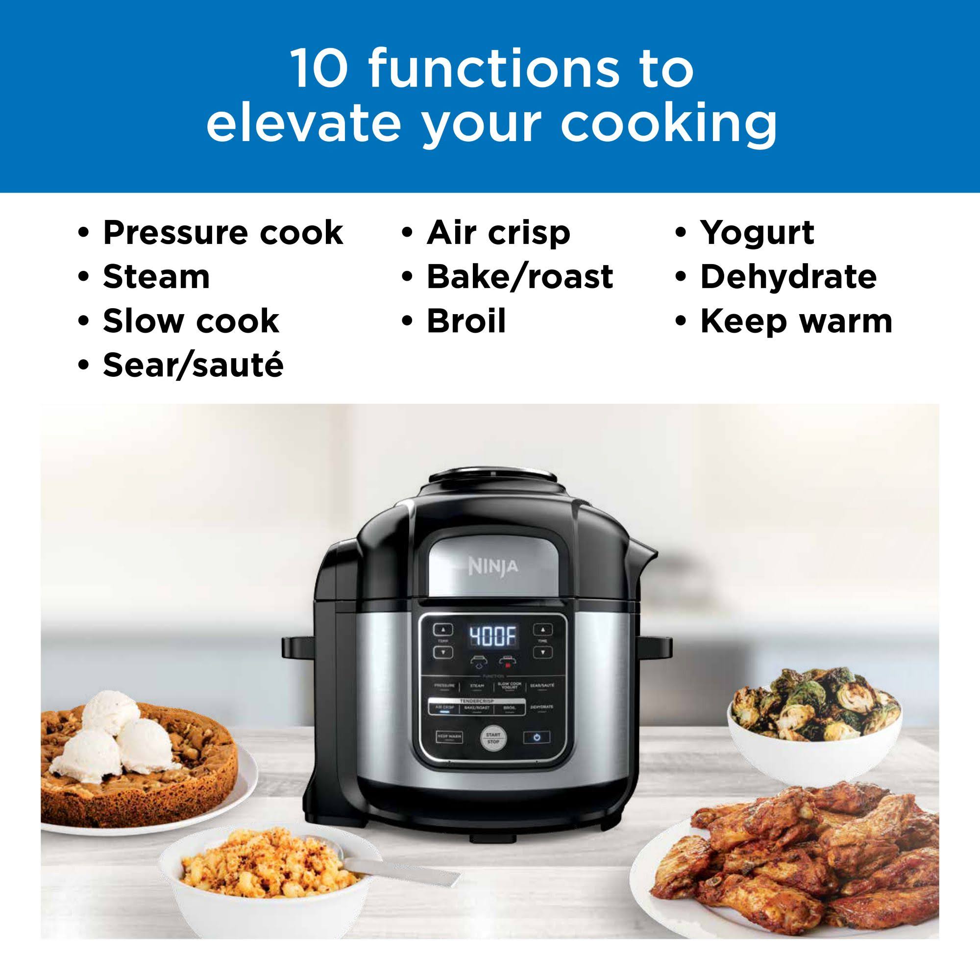 Ninja Foodi 10-in-1 8 Quart XL Pressure Cooker Air Fryer Multicooker, Stainless, os405