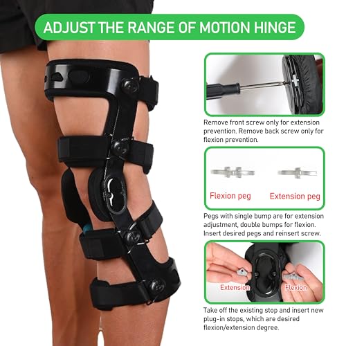 Orthomen Functional Knee Brace - for ACL/MCL/PCL/Meniscus/Ligament/Sports Injuries, Adjustable Hinged ROM Orthopedic Knee Orthosis for Men & Women (M/Right)