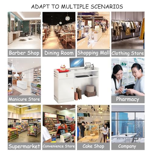 Modern Reception Desk, Small Salon Reception Desk With Counter, Retail Checkout Reception Counter, Simple Cashier Desk For Beauty Salon, Supermarket, Convenience Store ,Clothing Store ,Milk Tea Shop,
