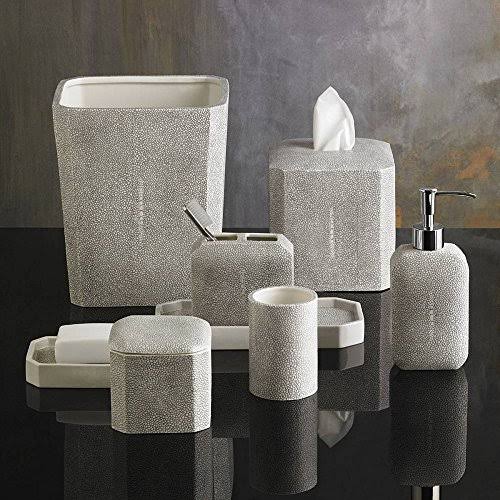 Kassatex Shagreen Waste Basket - Porcelain