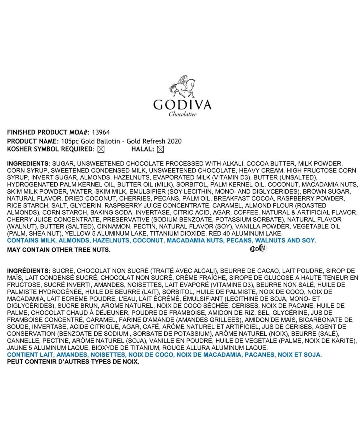 Godiva Chocolatier 105-Piece Assorted Chocolate Gold Gift Box