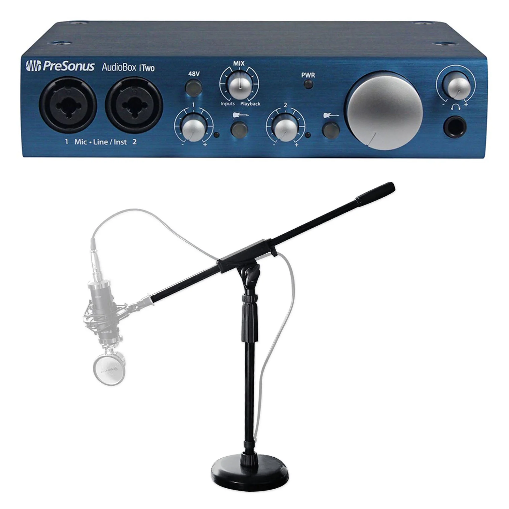 Presonus Audiobox iTwo 2X2 USB iPad/PC/Mac Recording Interface+Desktop Mic Stand